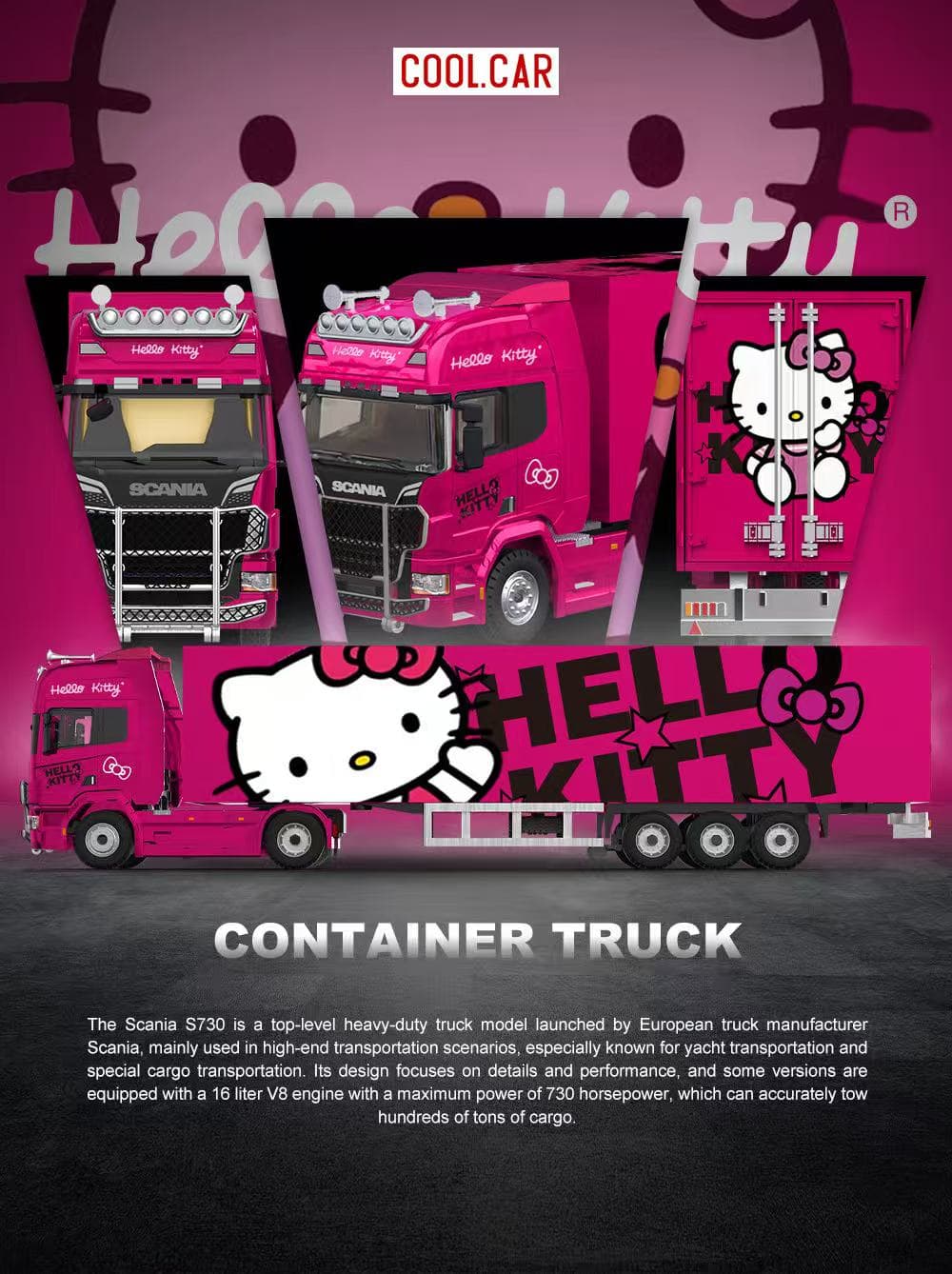 Scania Container Truck Dark pink Hello Kitty