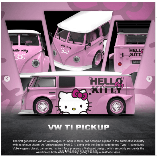 Cool Car Volkswagen T1 Hello Kitty Rosada